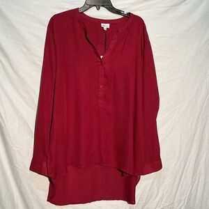 Chic Red Blouse with Button Details